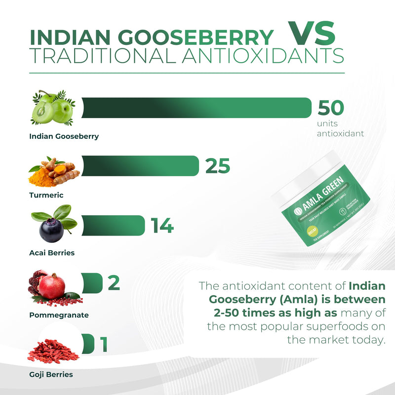 [Australia] - Amla Powder & Decaf Green Tea Superfood Supplement, 20x Ultra Concentrated Amla, Oolong Tea and Indian Gooseberries, Organic, Vegan, 90 Servings 90 Servings (Pack of 1) 