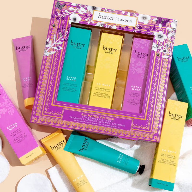 [Australia] - butter LONDON All Hands on Deck 3-Piece Hand & Nail Care Kit, Helps Moisturize & Restore Skin, At Home Manicure Prep, Vegan, Cruelty & Paraben Free 1 Ounce (Pack of 1) 