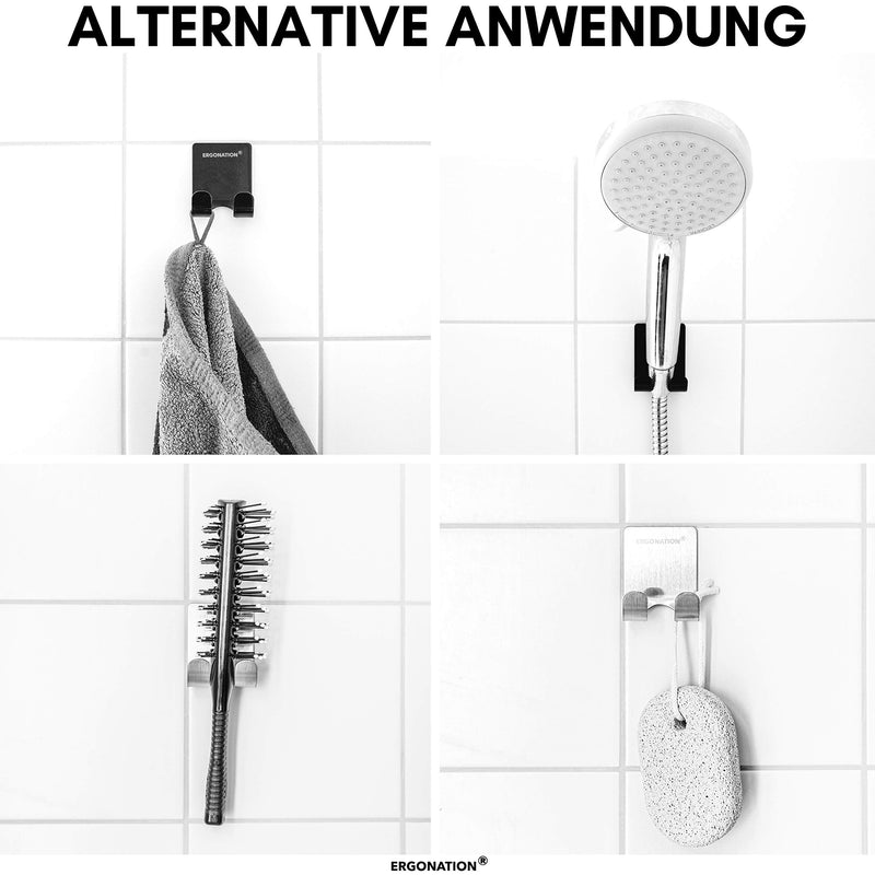 [Australia] - Ergonation Self-Adhesive Stainless Steel Razor Holder for Bathroom, Shower and Bath | Waterproof Holder/Wall Hook for Razors, Towels, Keys, Umbrellas, Cables (Silver, 1) Silver 