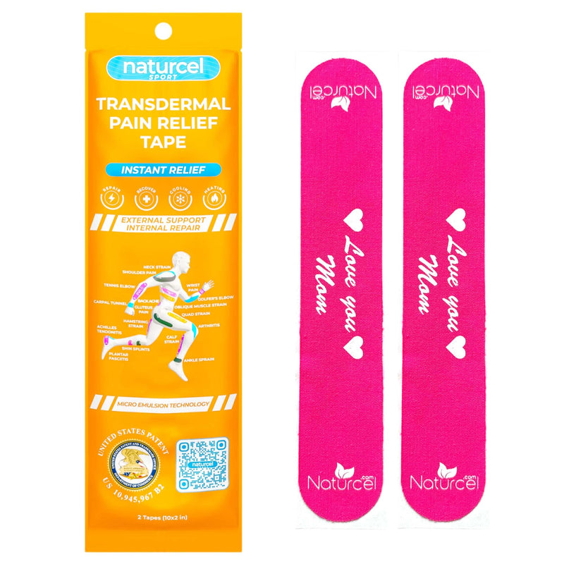 Sport Transdermal Pain Relief Tape, Kinesiology Tape, Sore Joints, Muscles, Back, Knee, Elbow, Shoulder Pain, 2 Elastic Strips(10x2 in), Water Resistant, Accelerated Recovery (Pink, 3 Pack) Pink