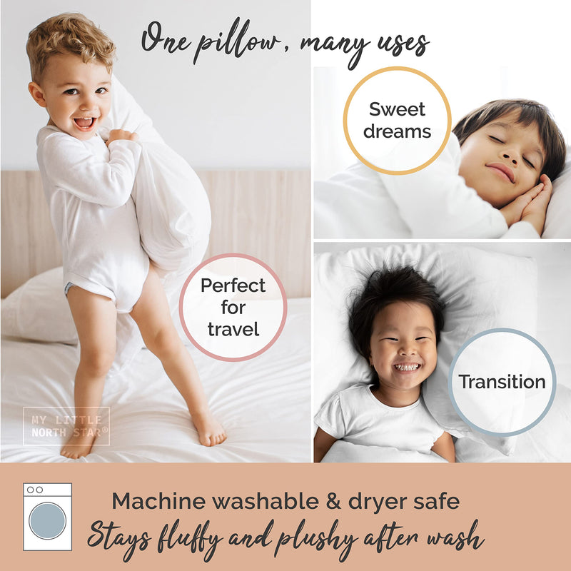 [Australia] - Toddler Pillow with Pillowcase - 13x18 Soft Organic Cotton Toddler Pillow for Sleeping - Washable Nap Pillow - Travel Pillow for Kids - Toddler Sleeping Pillow Toddler Bedding (White) White 
