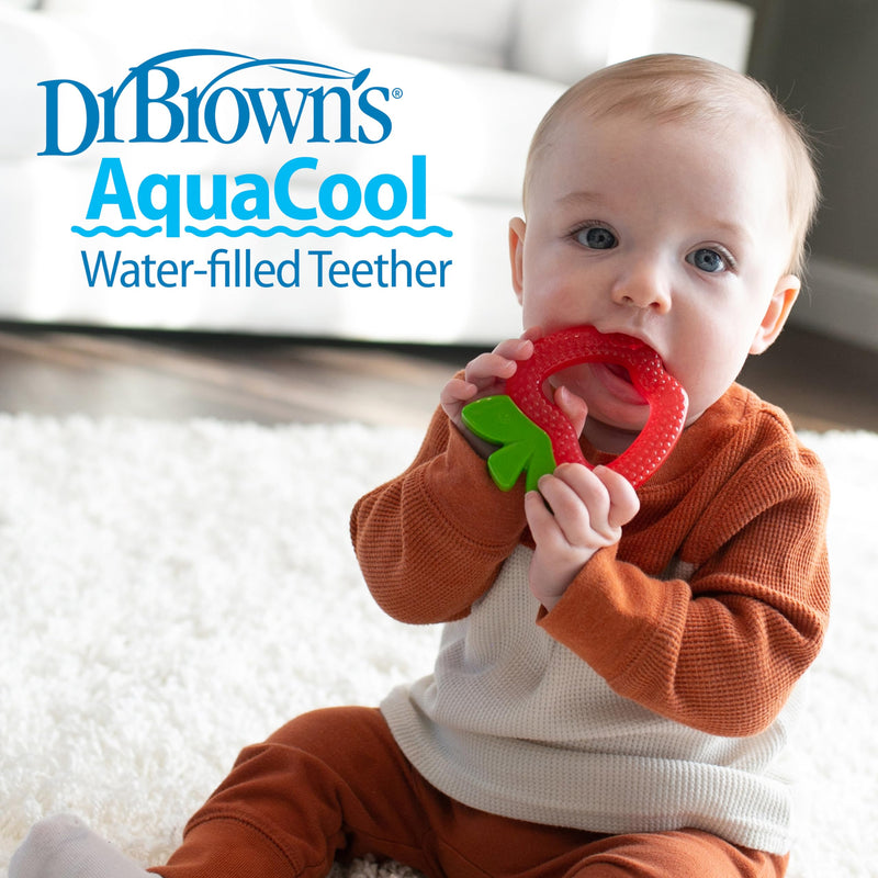 [Australia] - Dr. Brown's AquaCool Water-Filled Baby Teether, Cools & Massages Sore Gums, BPA Free, Pineapple and Apple, 2 Pack, 3m+ Aqua-Cool Water-Filled, Apple, Pineapple 