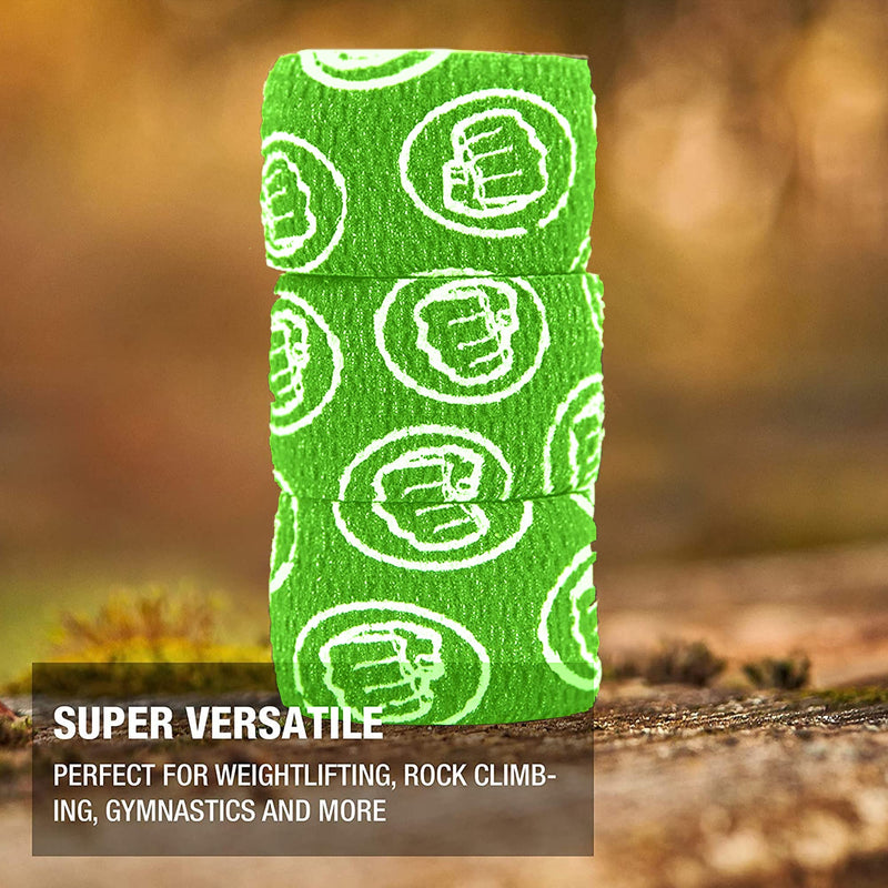 WOD Nation Flexible Hook-Grip Athletic Tape – Easy-Tear, Sweat-Proof Thumb & Finger Strips for Weightlifting 3 Pack Green