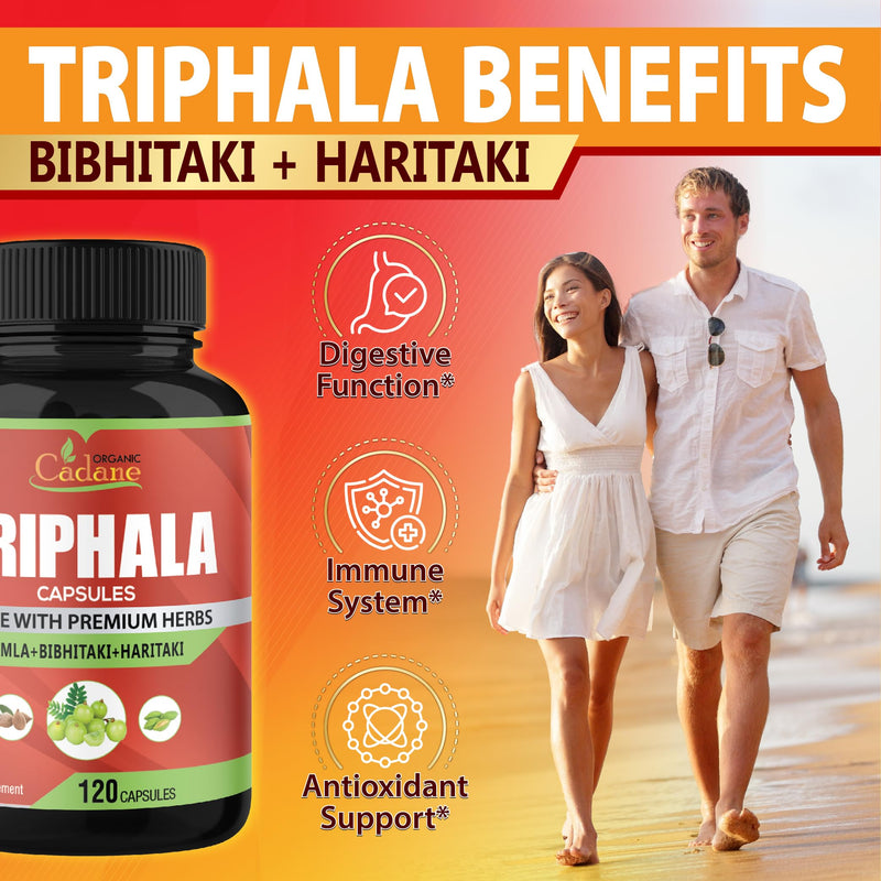 [Australia] - Organic Cadane Triphala (3 Fruit Powders) Supplement - 120 Veggie Capsules 