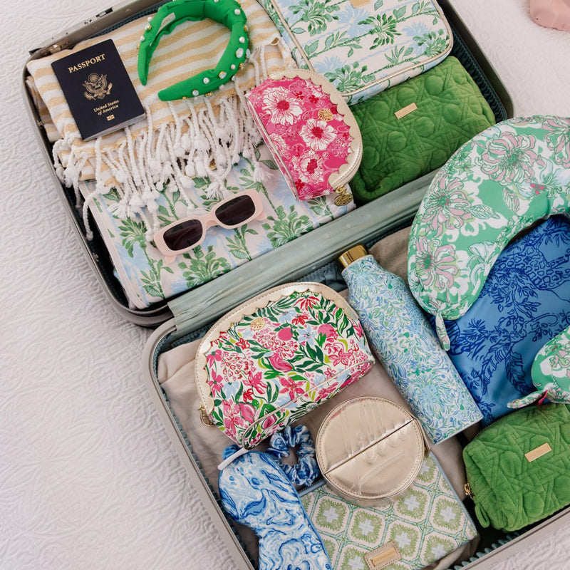 Lilly Pulitzer Leatherette Travel Wallet for Women, Passport Holder with ID Window, Card Slots and Interior Pockets (Bamboo Logo Trellis)