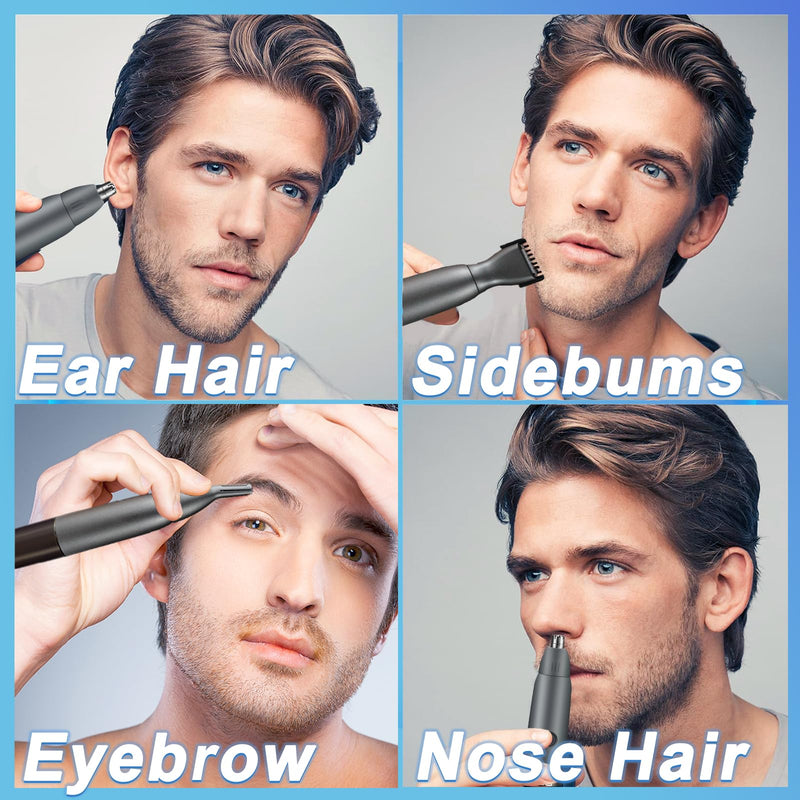 [Australia] - Nose Hair Trimmer for Men and Women, 2024, Painless USB Rechargeable Eyebrow, Facial and Nose Hair Trimmer with LED Display for Easy Cleaning 