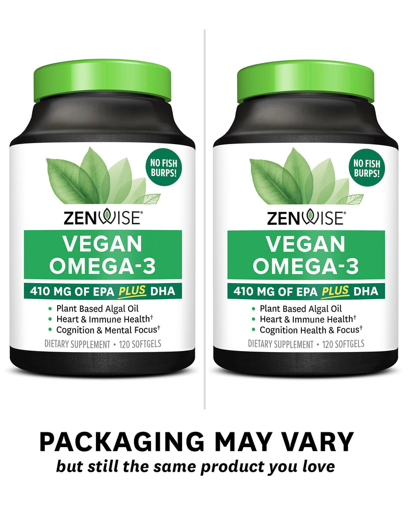 [Australia] - Zenwise Health Vegan Omega 3 - Plant Powered Omega-3 from Marine Algal Oil with EPA and DHA Fatty Acids - AVA Certified Vegan - 120 Count 120 Count (Pack of 1) 