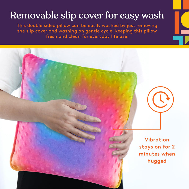 [Australia] - Special Supplies Vibrating Pillow Sensory Pressure Activated for Kids and Adults, 12” x 12” Plush Minky Soft Cover, Colorful 
