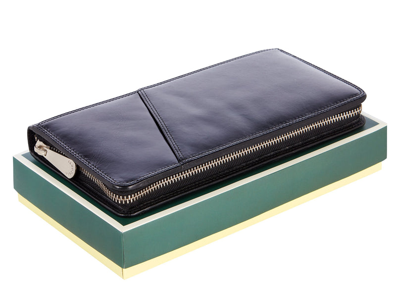 Visconti 728 Large Leather Travel Wallet for Passports, Tickets and Credit Cards (Black) Black
