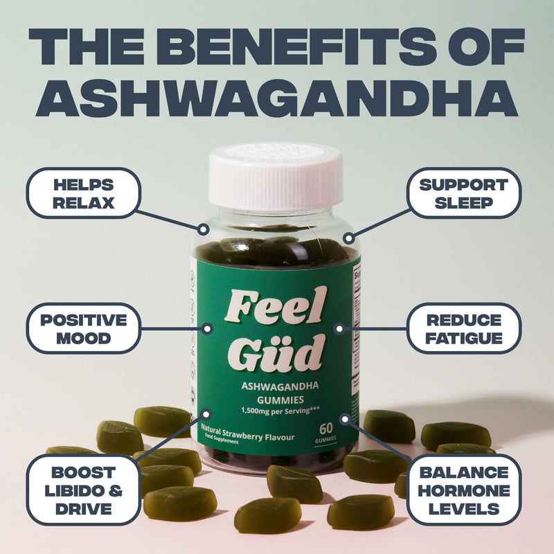 Ashwagandha Root Extract Gummies, 1500mg High-Strength Adaptogen Blend, 60 Strawberry Flavoured Gummies, Supporting Stress Relief, Mood, Hormone Balance & Natural Vitality. Ashwagandha