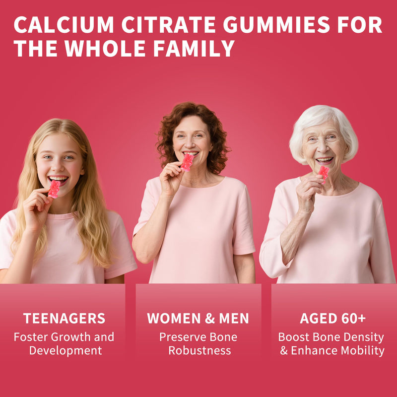 (3 Pack) 1200 mg Calcium Citrate Gummies Supplements for Women & Men,Pure Calcium Citrate Gummies for Bone, Muscle & Immune Support - Easy to Digest, Sugar Free,Vegan,Peach Flavor,60 Day Supply 60 Count (Pack of 3)
