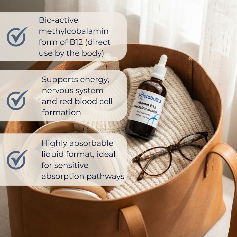 Liquid B12 Methylcobalamin by Metabolics — Vitamin B12 Supplement Containing Only Methylcobalamin & Purified Water — Contributes to the Reduction of Tiredness & Fatigue | Additive Free 100 ml (Pack of 1)