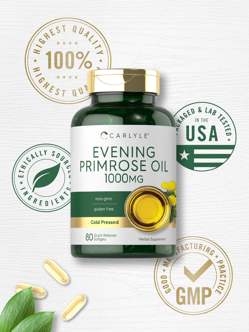 Carlyle Evening Primrose Oil Capsules 1000mg | 80 Softgels | Non-GMO & Gluten Free