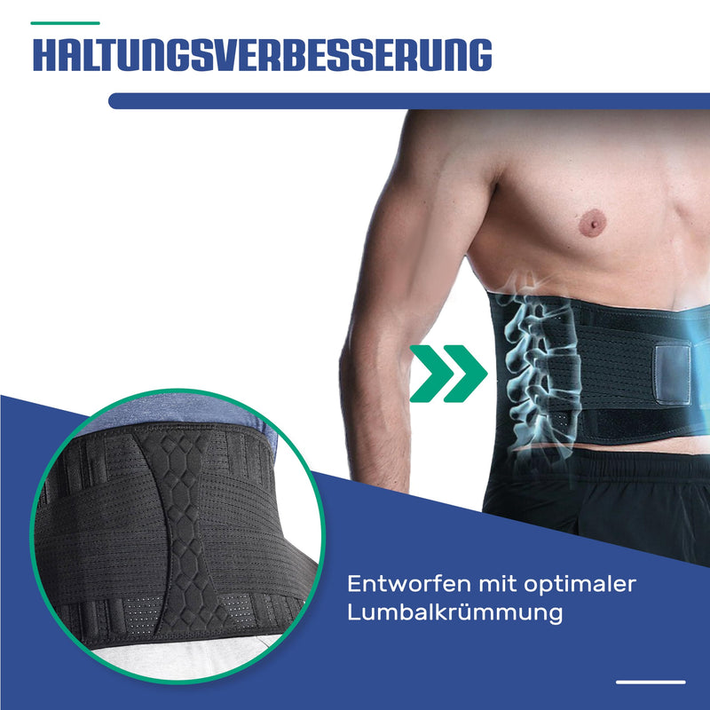 [Australia] - NativoDex Back Support Belt - Back Belt for Stabilizing the Lumbar Spine - Lumbar Support for the Lower Back with Support Rods to Reduce Back Pain Black XL 