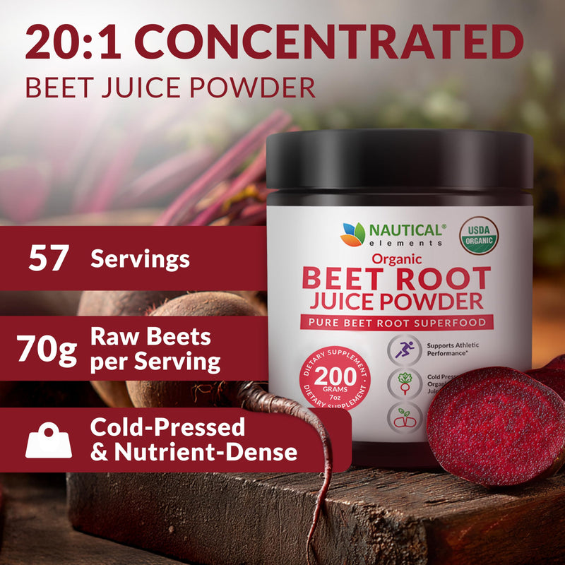 [Australia] - Beet Juice Powder Organic - Cold Pressed - 20:1 Concentrate - Concentrated Beet Root Powder - Nitric Oxide - Circulation Support - 57 Servings of Beet Root Supplement - 7oz 7 Ounce (Pack of 1) 