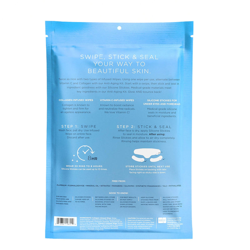 Embrace Active Skin Defense | 10-Day Anti-Aging Kit | Re-Usable Silicone Stickies & Infused Wipes (5 Collagen & 5 Vitamin C) | Anti-Wrinkle, Puffiness, Fine Lines