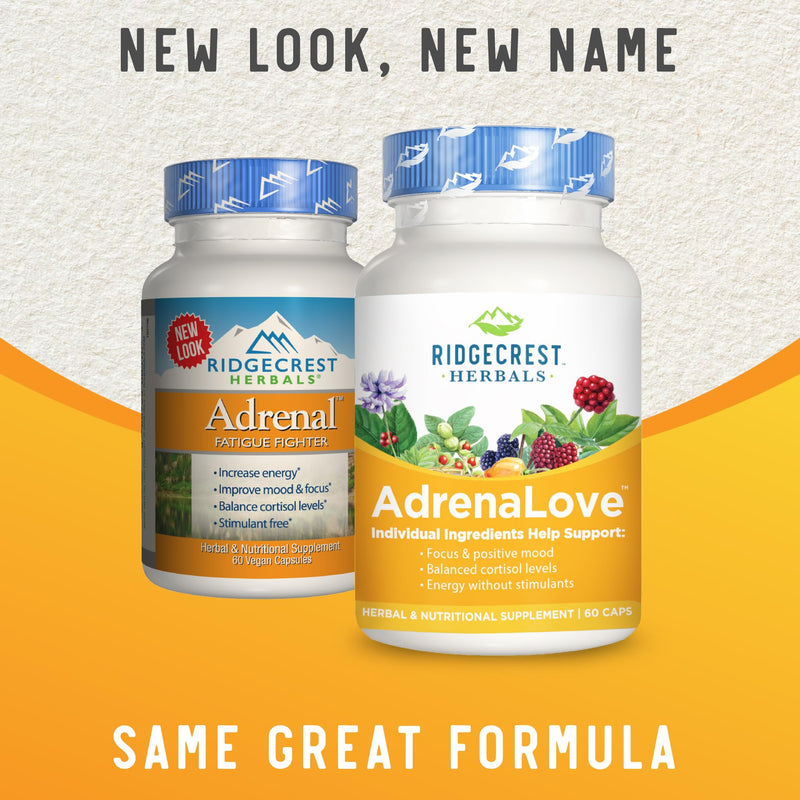 [Australia] - RidgeCrest Herbals Adrenal Fatigue Fighter (New Name Soon: AdrenaLove), Supplement with Ashwagandha, L-Theanine, Ginseng, Schisandra, Taurine, Holy Basil, Adaptogens, B Vitamins (60 Caps, 30 Serv) 