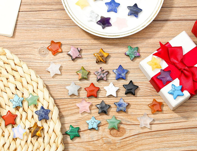 [Australia] - DUQGUHO 20 Pcs Crystals Star Natural Healing Crystal Set Polished Stone Chakra Assorted Crystals Protection Sacred Meditation Energy Reiki Balancing Crystal Multicolor-20 Pcs 