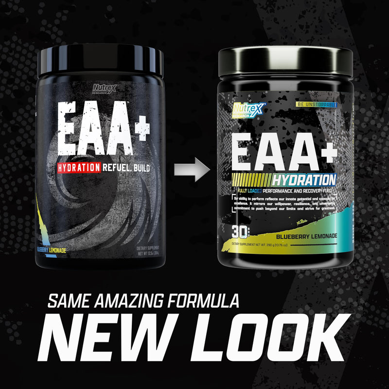 [Australia] - Nutrex Research EAA Hydration | EAAs + BCAA Powder | Muscle Recovery, Strength, Muscle Building, Endurance | 8G Essential Amino Acids + Electrolytes | Blueberry Lemonade 30 Servings 