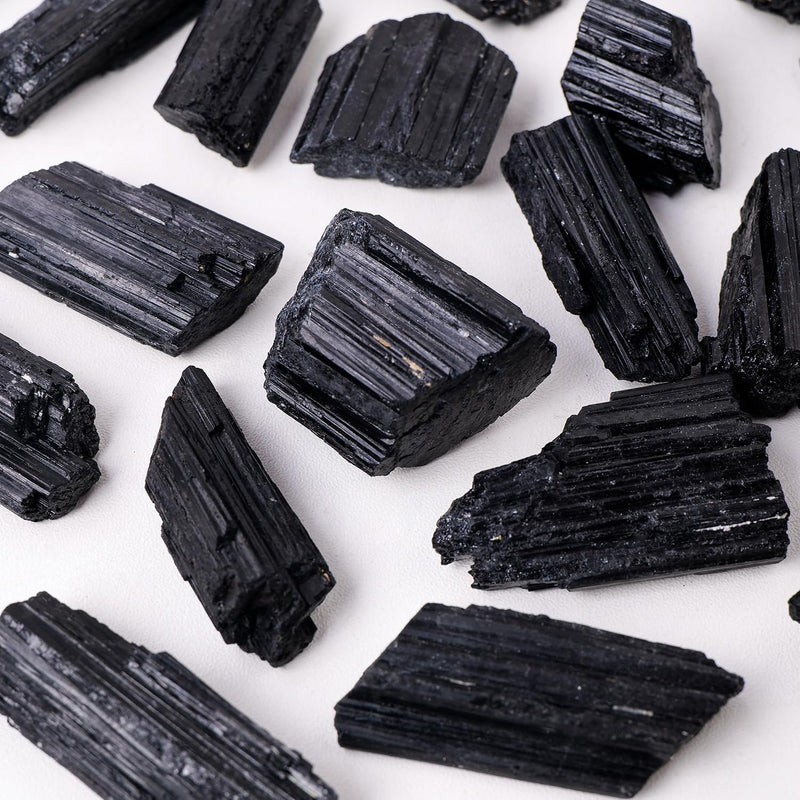 [Australia] - Apengshi Natural Raw Black Tourmaline Crystal 2PCS Healing Rough Black Tourmaline Crystal for Meditation Chakra Balance Tumbling Polishing Fountain Garden Decor 