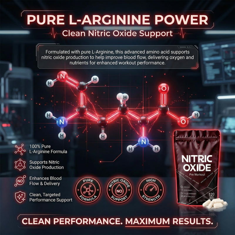 Nitric Oxide L-Arginine 100% Pre Workout Supports Athletic Performance and Muscle Building | 120 Capsules (Pack of 2) 120 count (Pack of 2)
