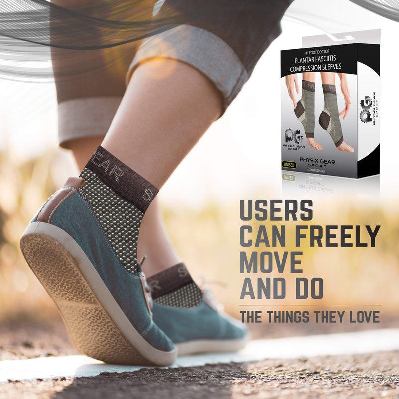 [Australia] - Physix Gear Compression Stockings for Plantar Fasciitis, Replaces Plantar Fasciitis Splint, Strapping, Combined with Flat Sole, Orthopedic Shoes (1 Pair Black, L/XL) L/XL-EU Mens 42-51| Womens 38.5-44 1 pair – Black 