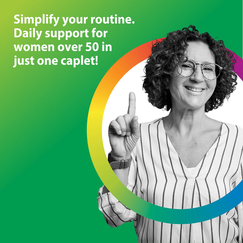 Rainbow Light Womens One + Multivitamin 50 Plus | 90 Caplets | Supports Menopause | Real Food Nutrients, Digestive Enzymes & Probiotics 90 Count (Pack of 1)