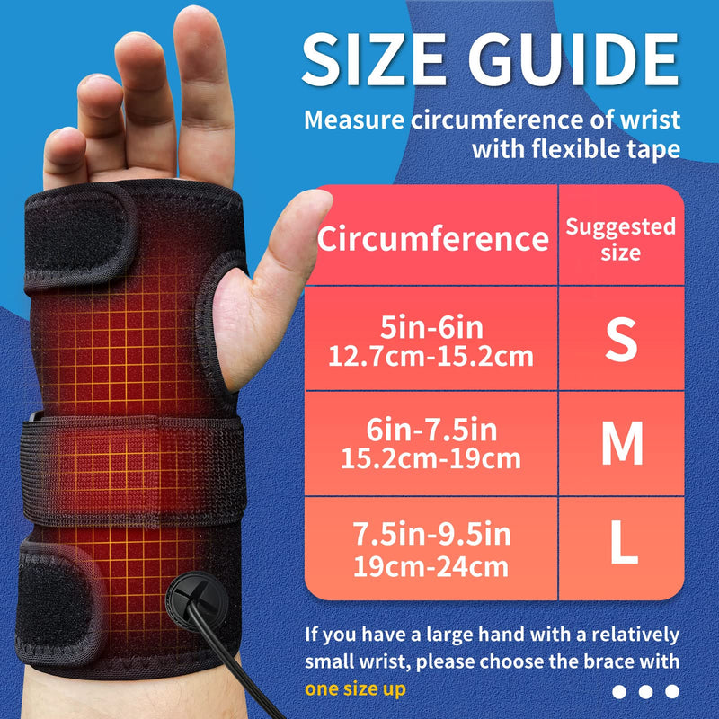 sticro Hand Heating Pad for Carpal Tunnel Relief, Heated Wrist Brace Wrap for Arthritis, Carpeltunal, De Quervain's Tenosynovitis, Tendonitis Wrist Hand Pain Relief - Left Right Hand L Black