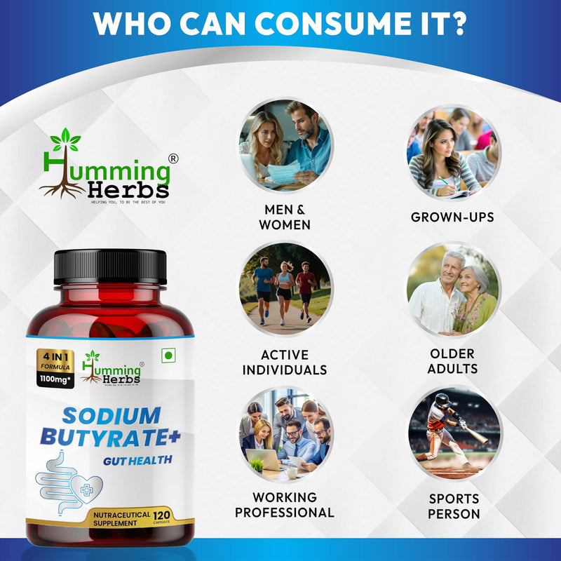 [Australia] - Sodium Butyrate 1100mg per Serving ‚Äì 120 Capsules with‚Äì L-Glutamine, Prebiotic Inulin, Probiotic Blend 