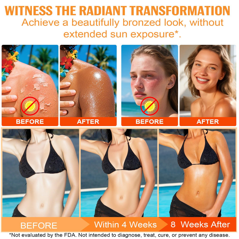 [Australia] - Daily Tanning Gummies - Enhance Natural Tan, Nourish & Protect Skin - with L-Tyrosine & Beta-Carotene - Sun-Free Glow - Watermelon Flavor, 60 Count 
