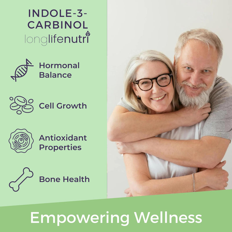 LongLifeNutri Indole-3-Carbinol 400mg - 120 Vegeterian Capsules, 4-Month Supply, Organic Supplement for Hormone Balance & Cellular Health, Lab Tested, Made in USA 120 Count (Pack of 1)