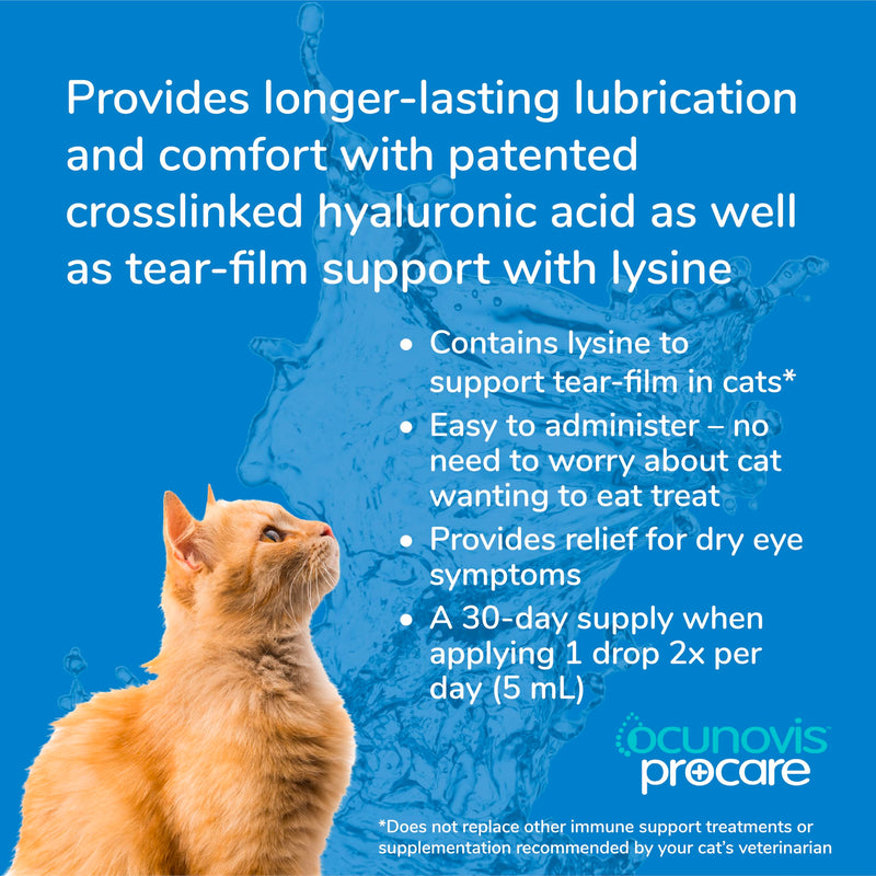 Sentrx Ocunovis ProCare Gel Eye Drops for Cats with Lysine, Eye Lube for Dogs, Patented BioHance for Dry Eyes, Allergies, 5 ml - PawsPlanet Australia