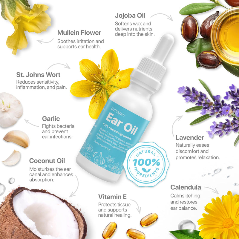 [Australia] - Ear Oil Drops | Garlic Mullein Ear Drops for Clogged Ears, Ear Infection, Ear Wax Removal Drops, Itchy Ears & Earache Drops | Swimmers Ear Drops For Swimmers | Sweet Oil For Ears | Ear Tinnitus Relief 