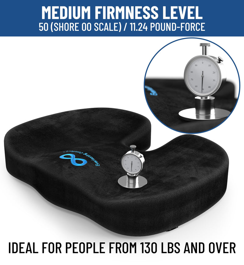 [Australia] - Everlasting Comfort Doctor Recommended Memory Foam Seat Cushion for Office Chairs & Car Seat - Ergonomic Office Desk Accessories for Tailbone Pain Relief, Sciatica & Back Support Black 
