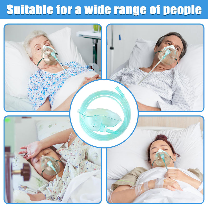 [Australia] - Geiserailie 2PCS L Oxygen Mask with 6.6 Ft Tubing and Adjustable Elastic Strap, Adult Oxygen Mask with Tubing, Breathing Masks for Face Adult Size L 