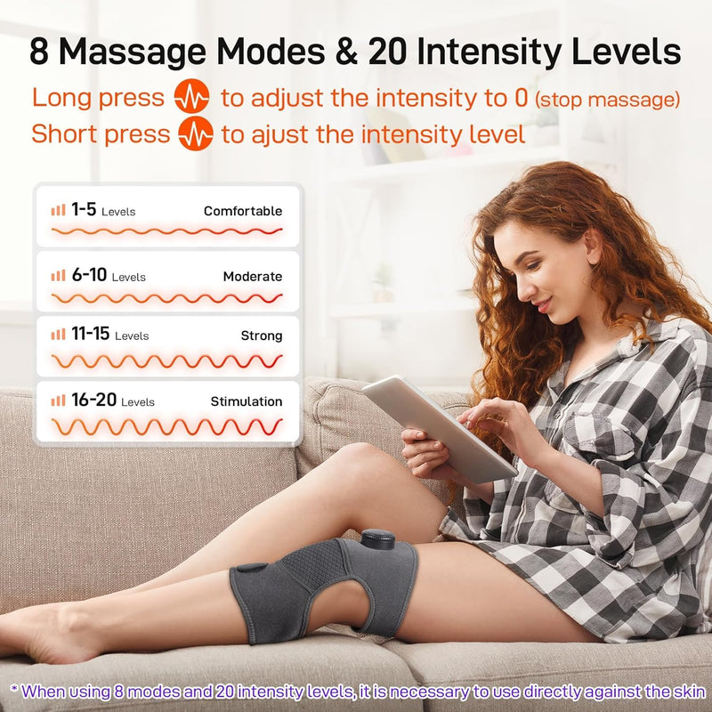 Cordless Knee Massager with Heat and red Light,Knee Brace for Arthritis Pain Relief,Heating Pad for Knee Shoulder Elbow,Gift for Women Men (Black) Black