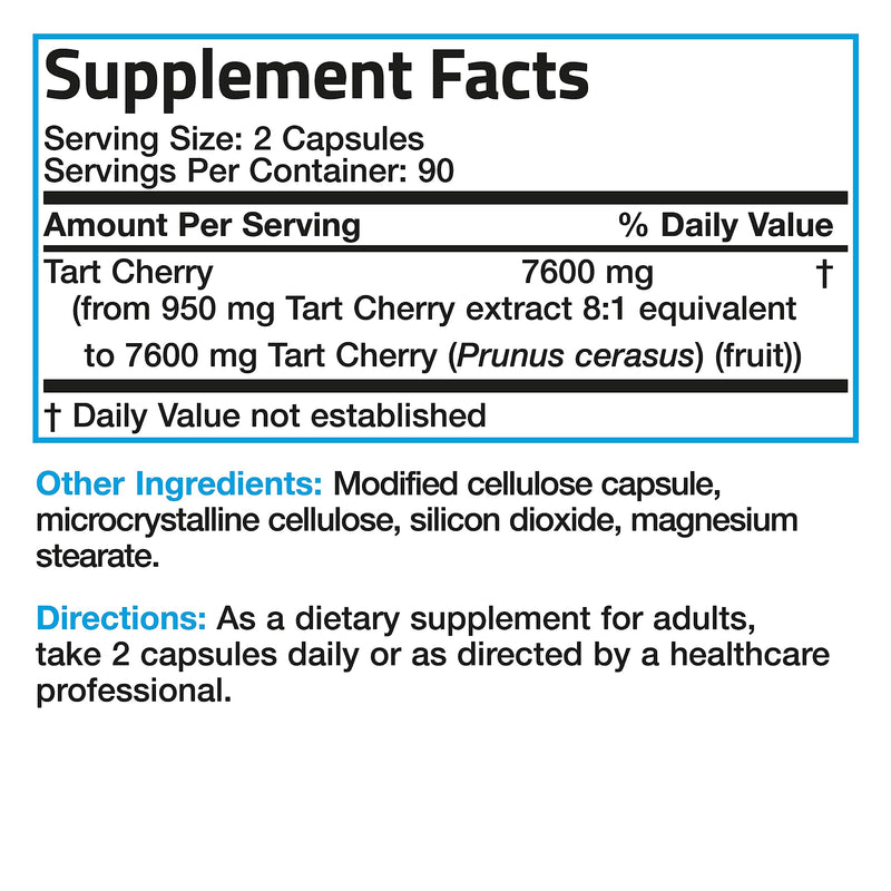 [Australia] - Bronson Tart Cherry Maximum Strength 7600 mg, 180 Vegetarian Capsules (90 Servings) 180 Count (Pack of 1) 
