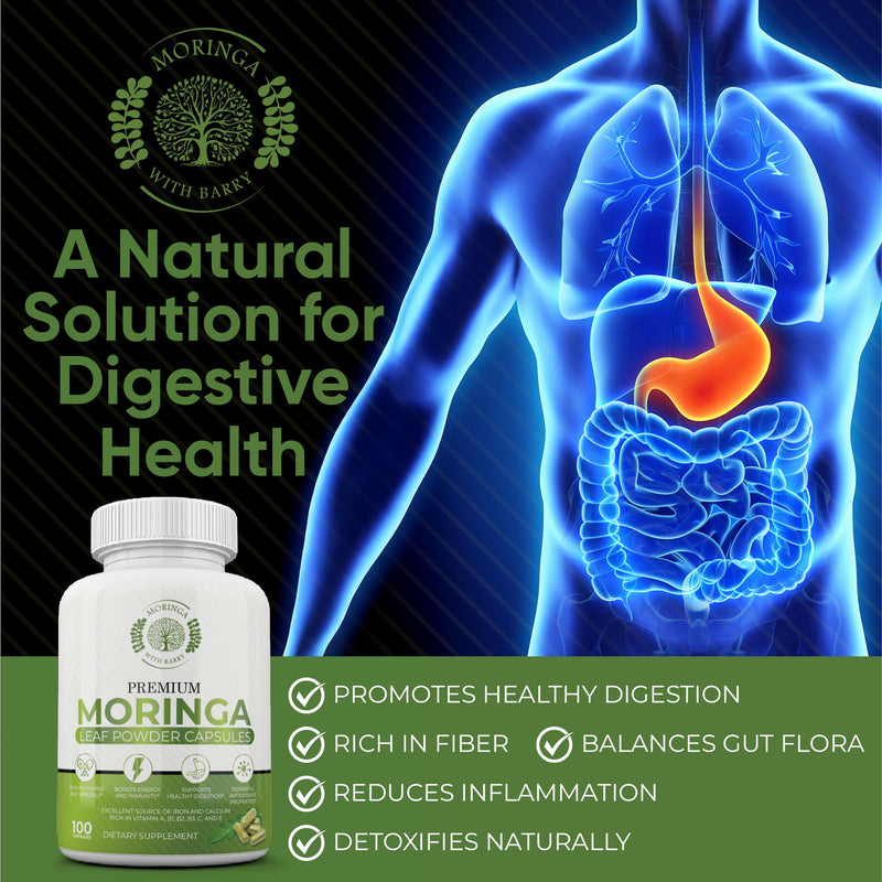 Moringa Capsules – 100% Pure Moringa Powder, Vegan Superfood Supplement for Energy, Immunity, Digestion & Vitality – Rich in Vitamins, Antioxidants & Minerals – Non-GMO, Gluten-Free – 100 Vegan Caps