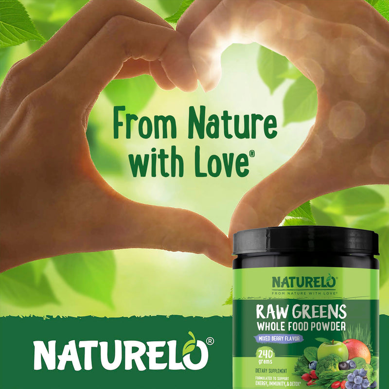 [Australia] - NATURELO Raw Greens Superfood Powder - Mixed Berry - Boost Energy, Detox, Enhance Health - Organic Spirulina - Wheat Grass - Whole Food Nutrition from Fruits & Vegetables - 240 Grams 8.5 Ounce (Pack of 1) 