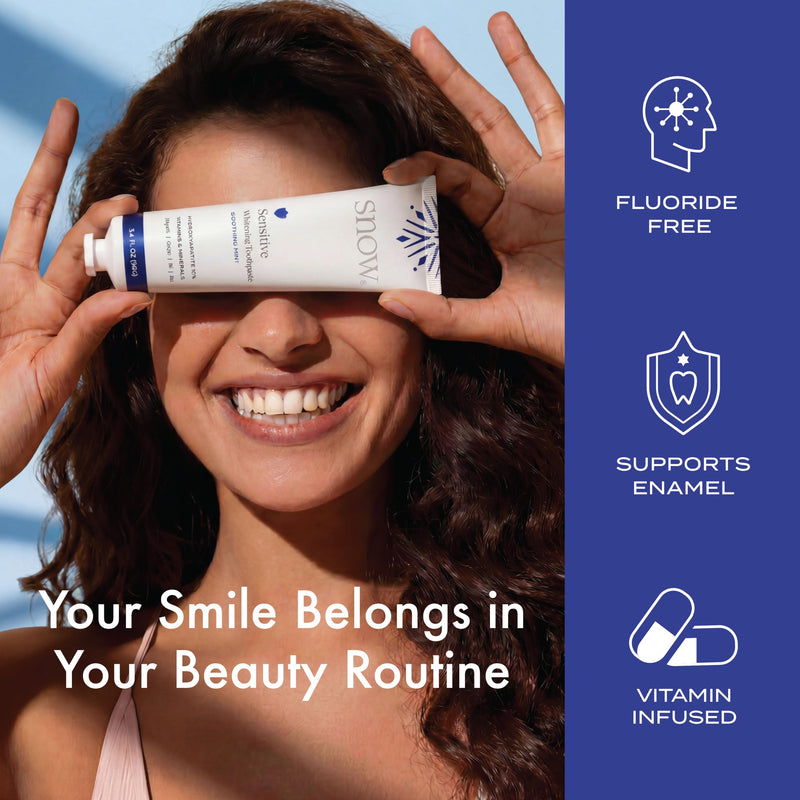 SNOW Sensitive Teeth Whitening Toothpaste with hydroxyapatite, Mint, 3.4 oz | 10% hydroxyapatite with CoQ10 vitamins B6 B12 and C, gentle daily formula, fluoride free, paraben free