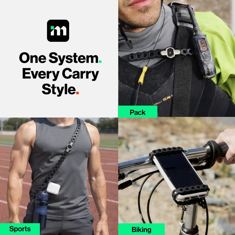 EDC Modular Strap System 5 Pack, Adjustable Silicone Gear Ties for Outdoor/Survival/Camping Strap EDC Carry Black