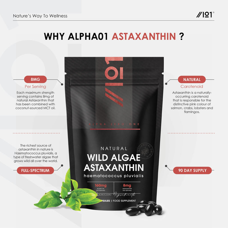 Wild-Algae Astaxanthin 160mg - Providing 8mg Astaxanthin Antioxidant - 180 Softgels - Resealable and Recyclable Pouch by Alpha01 1 count (Pack of 180)