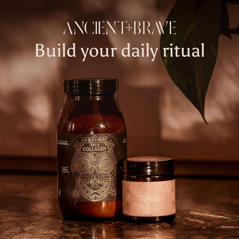 Ancient + Brave True Skin Alchemy | 60 Capsules (30 Day Supply) | Hyaluronic Acid & Ceramosides™, Vitamin C & Biotin | Hydrate, Protect & Defend the Skin from Within | Daily Skin Supplements