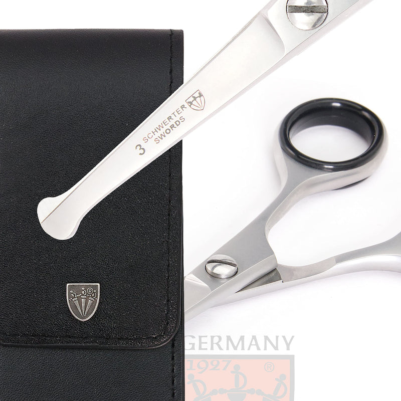 3 Swords Germany – professional NOSTRIL NOSE and EAR HAIR SCISSORS trimmer, stainless steel, straight blade rounded tip with black case for men and women Nose / Ear Scissors