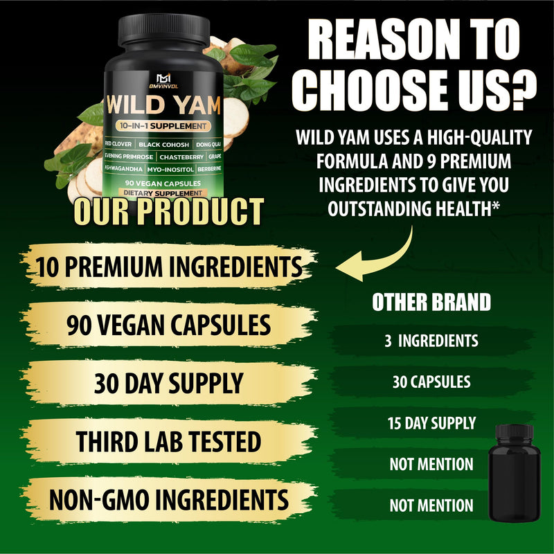 [Australia] - Wild Yam Supplement | Red Clover, Black Cohosh, Evening Primrose, Berberine, Myo-Inositol - Hormone Balance for Women [ 90 Capsules] 