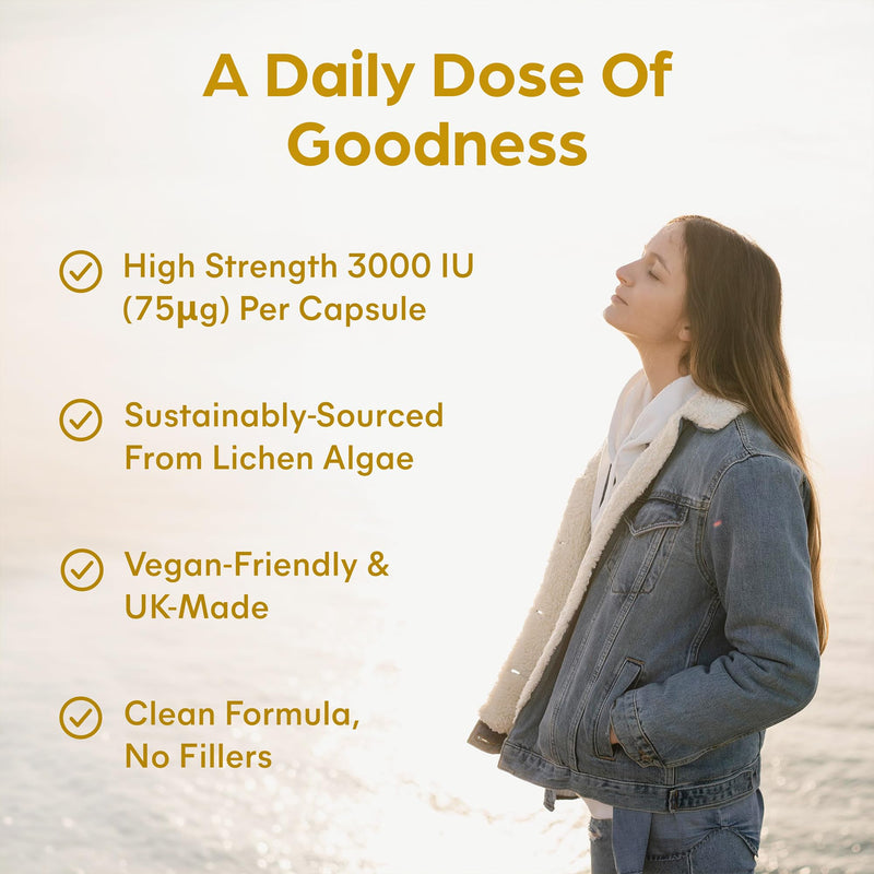 Purolabs Vitamin D3 High Strength 3000IU – Vegan Plant-Based Vitamin D Supplements for Women & Men – Premium Vitamin D Capsules for Immune, Bone & Mood Support – 60 Vegan Capsules
