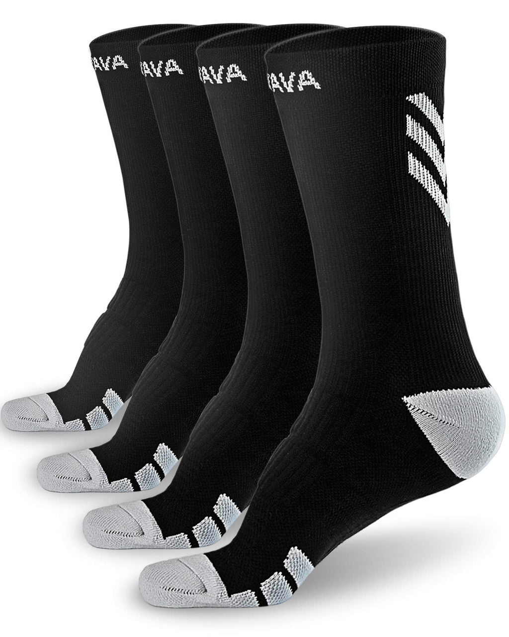 DOVAVA Dri-tech Compression Crew Socks (4/6 Pairs), Comfort Boost Circulation Large-X-Large Black (4 Pairs)