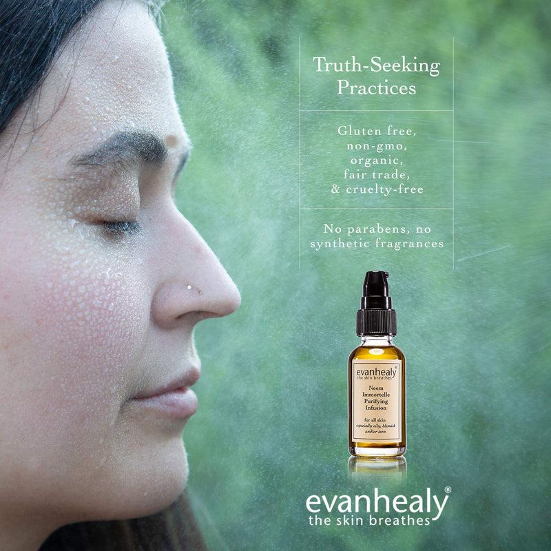 evanhealy Neem Immortelle Purifying Infusion | Facial Oil Serum & Cleanser for Congested & Sensitive Skin | Pore Minimizer Serum for Face | Balancing Ayurveda Oil For Face | Vitamin E Oil Face Serum