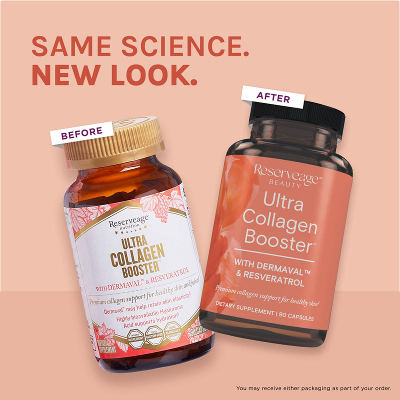 Reserveage Nutrition Ultra Collagen Booster, Skin Supplement, Supports Healthy Collagen Production, 90 Capsules Unflavored 90 Count (Pack of 1)
