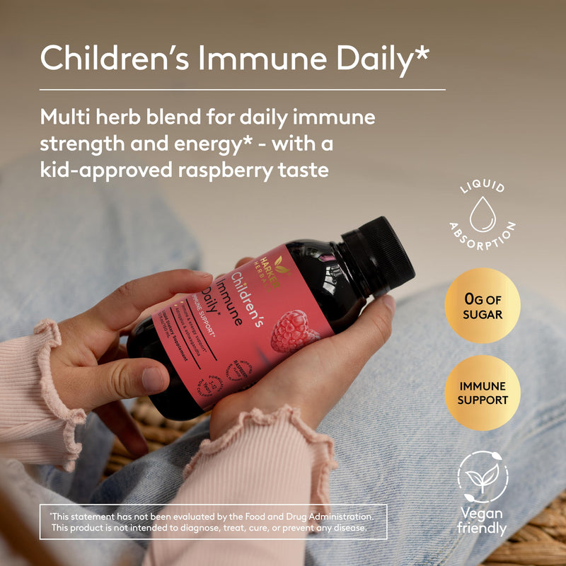 Children's Immune Daily Syrup, 5.1 Fl oz (30 Servings) | Herbal Health & Energy Support with Astragalus, Codonopsis, Ashwagandha & Licorice Root, Sweet Raspberry Flavor, Plant-Based